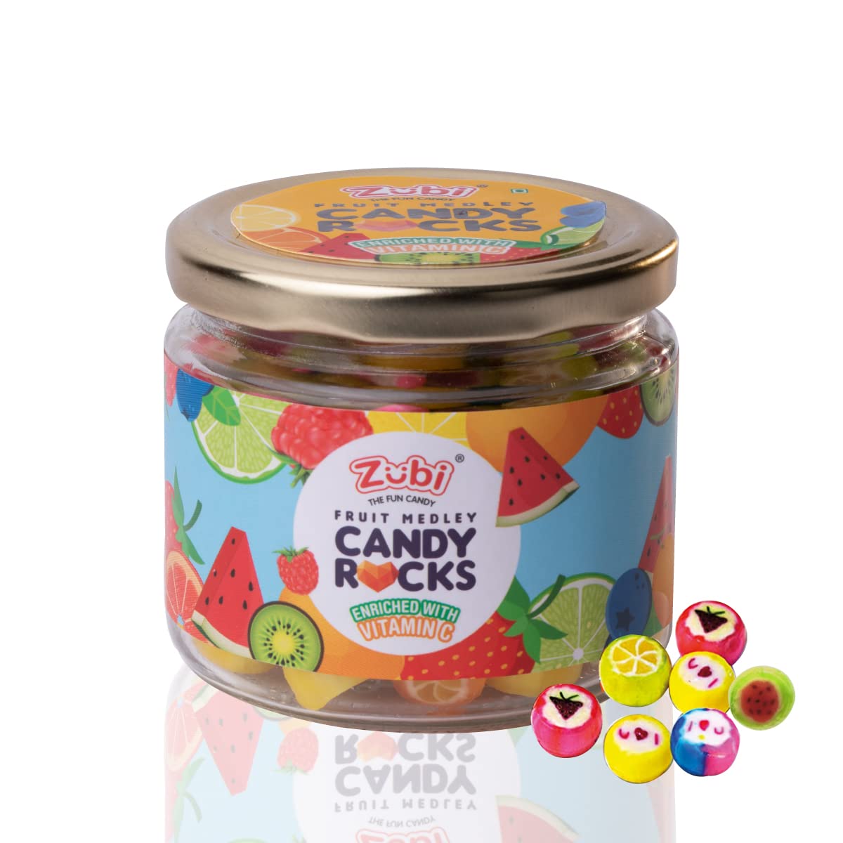 Zubi Candy Rocks Jar 200g - Enriched with Vitamin C