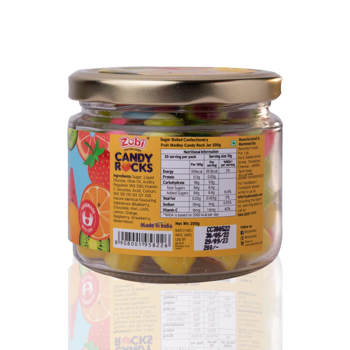 Zubi Candy Rocks Jar 200g - Enriched with Vitamin C