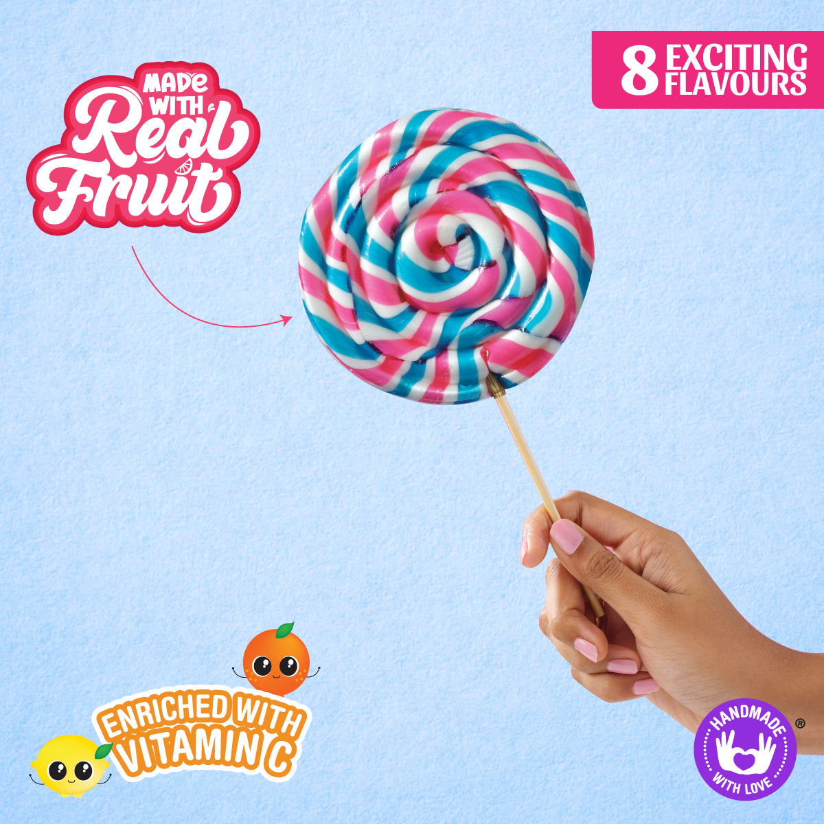 Zubi Swirl Big Lolly (Assorted) - Enriched with Vitamin C