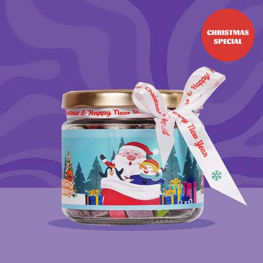 Merry Christmas Zubi Candy Rocks Jar 200g - Enriched with Vitamin C