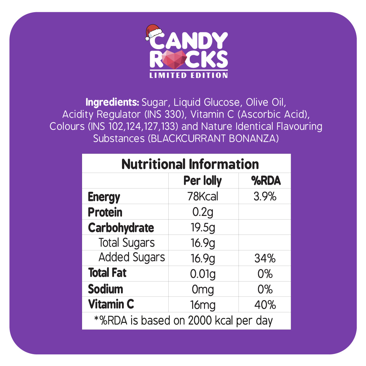 Zubi Elfie Pops Christmas Candy Rocks Lolly - Enriched with Vitamin C Pack of 6