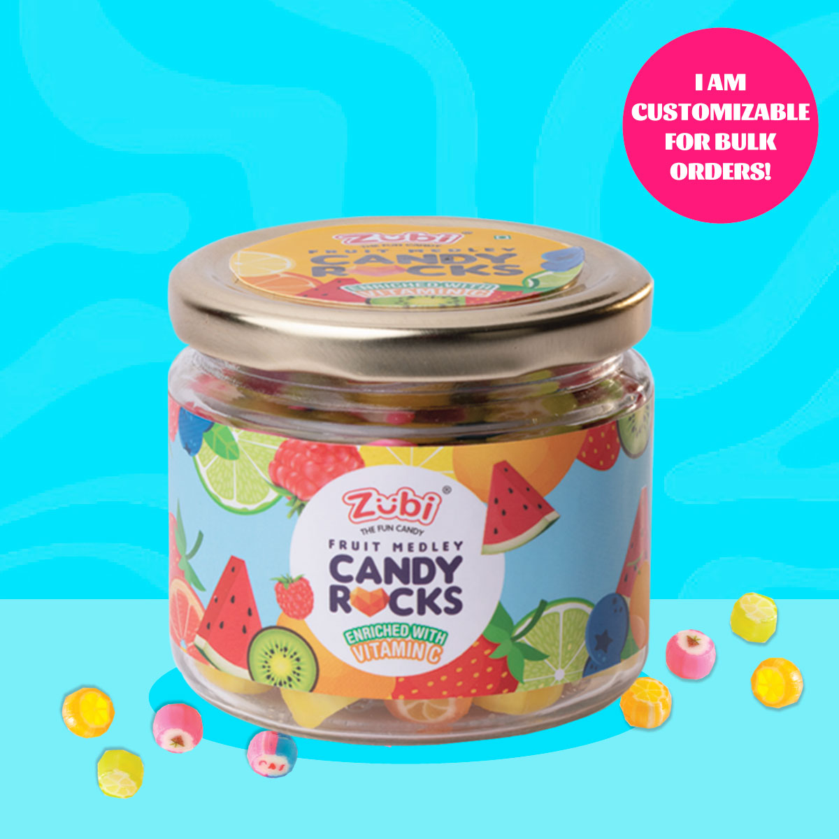 Zubi Candy Rocks Jar 200g - Enriched with Vitamin C