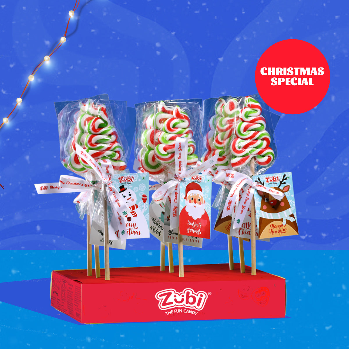 Zubi Christmas Tree Lolly (Strawberry) - Enriched with Vitamin C