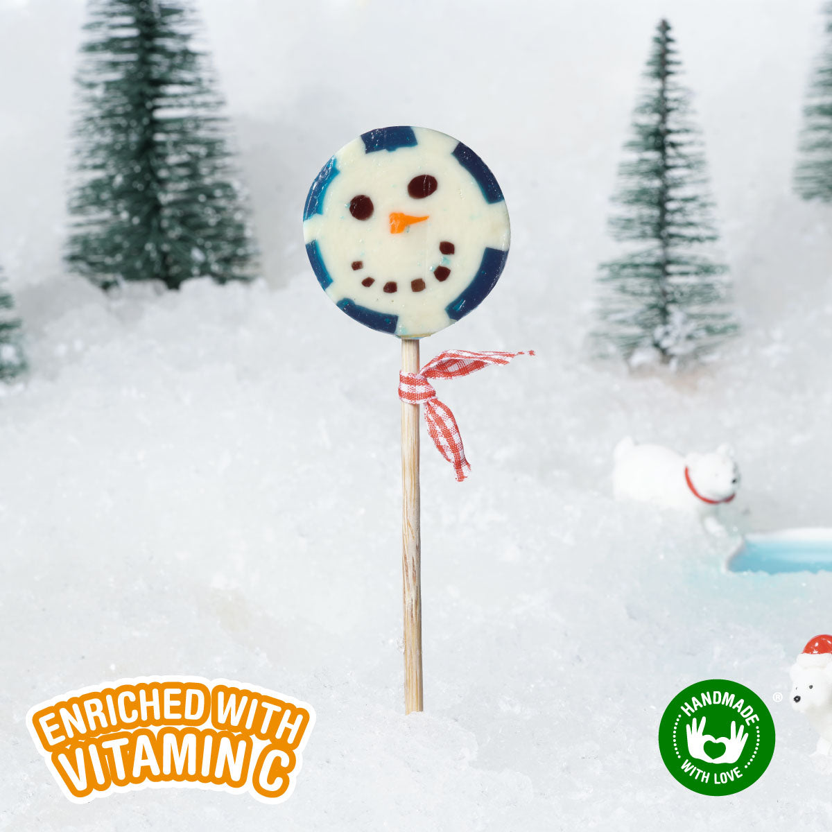 Zubi Snowman Christmas Candy Rocks Lolly (Choco Nirvana) - Enriched with Vitamin C Pack of 6