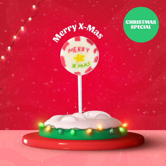 Zubi Merry XMas Christmas Candy Rocks Lolly (Litchilicious) - Enriched with Vitamin C Pack of 6